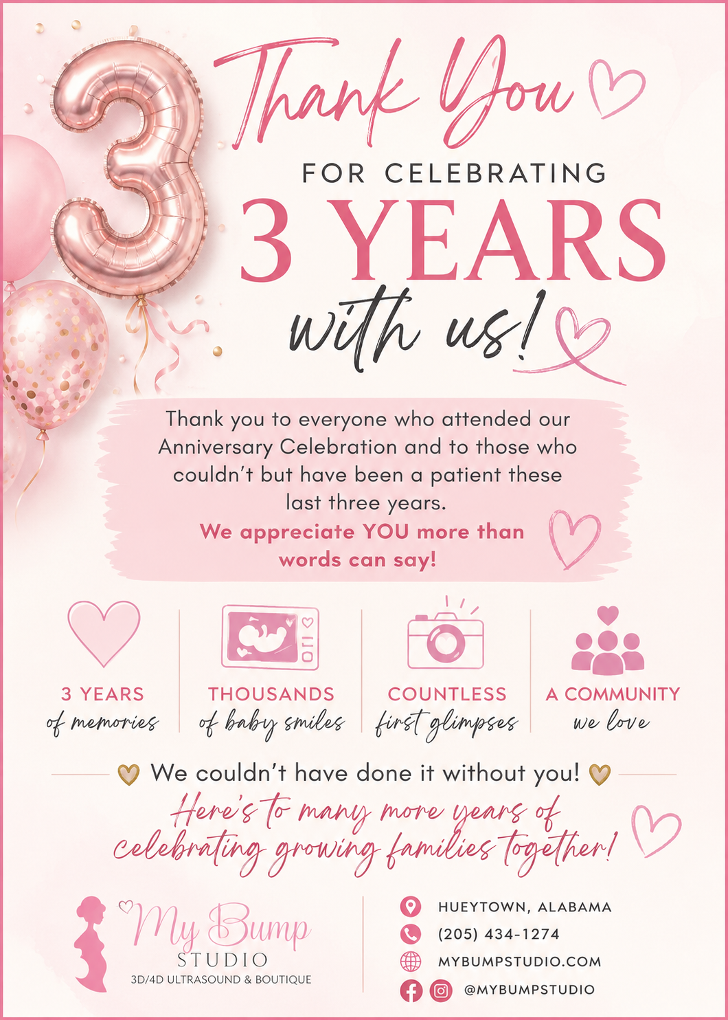 Thank you for celebrating 3 years with My Bump Studio