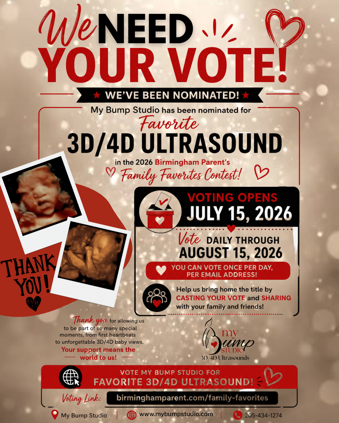 Vote My Bump Studio Favorite 3D 4D Ultrasound Birmingham Parent Family Favorites